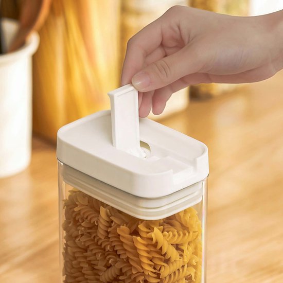 Bocaux de conservation Krumble - Set de 4 - 1300 ml - Conservation des Aliments - Bocaux de Conservation - Couvercle Hermétique - Boîtes de Bidons alimentaires - Boîte Fraîcheur - Passe au Lave-Vaisselle - Plastique - Transparent - Beige