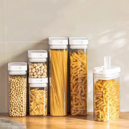Bocaux de conservation Krumble - Set de 4 - 1300 ml - Conservation des Aliments - Bocaux de Conservation - Couvercle Hermétique - Boîtes de Bidons alimentaires - Boîte Fraîcheur - Passe au Lave-Vaisselle - Plastique - Transparent - Beige