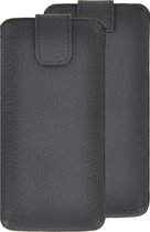 Geschikt voor Motorola Moto G73/ G53/ G23/ G13/ E13 Hoesje - Echt Leer - insteek hoesje cover Geribbeld Zwart