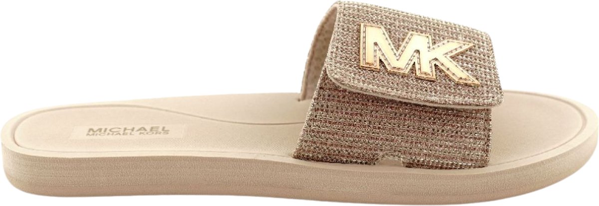 Michael Kors Mk Slide Dames Slippers - White Gold - Maat 41