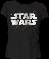 Star Wars - Zilver Logo Zwart Dames T-Shirt S