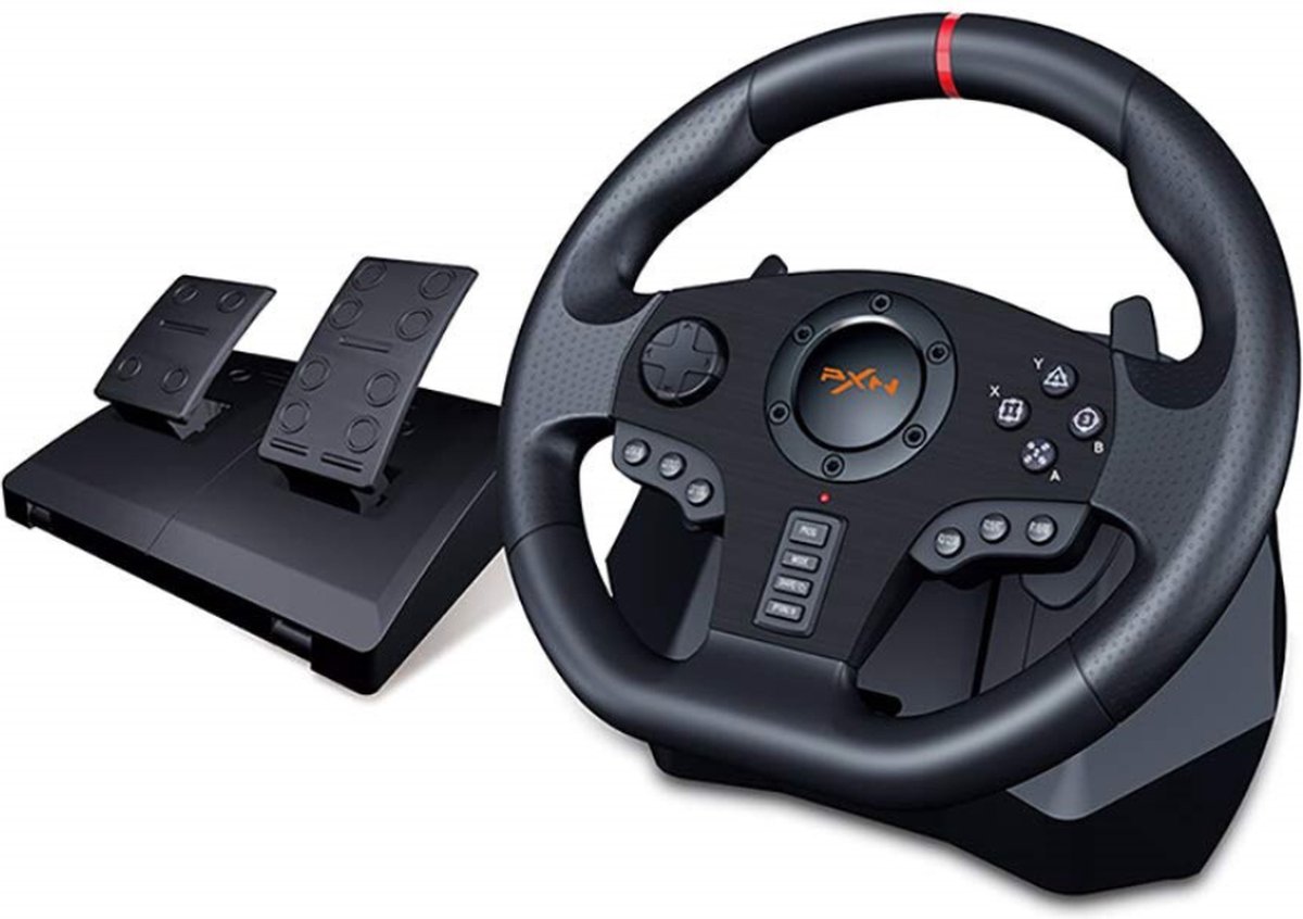 Bolture Racestuur - Game Stuur - Gaming Stuur - Race Stuur - Stuurwiel - Inclusief Pedalen - Geschikt Voor PS4/Xbox One/PC