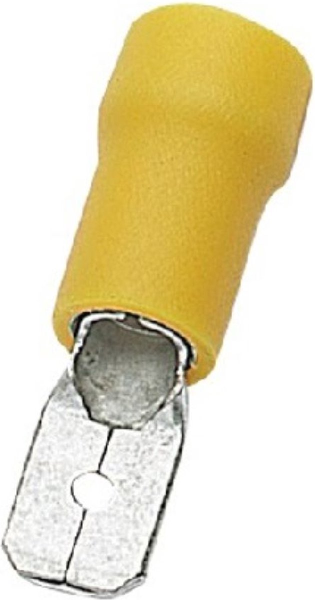 Vlakke kabelschoen (m) - 6,3mm / geel - half geïsoleerd (100 stuks)