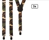 3x Bretel camouflage - bretels leger army carnaval festival thema party soldaat