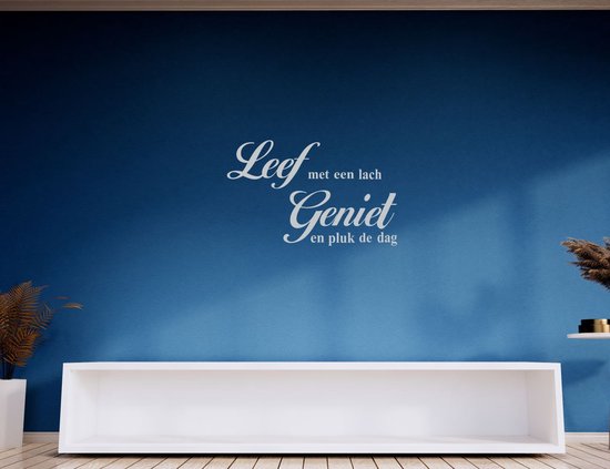 Stickerheld - Muursticker Leef met een lach geniet en pluk de dag