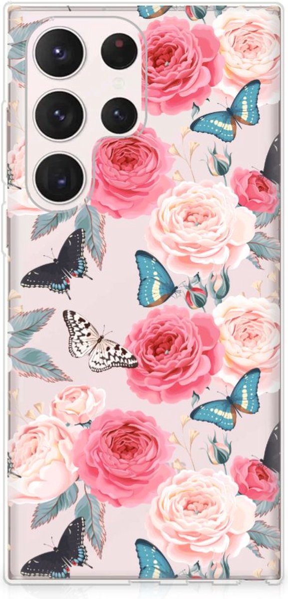 TPU Hoesje voor Samsung Galaxy S23 Ultra TPU Case Butterfly Roses