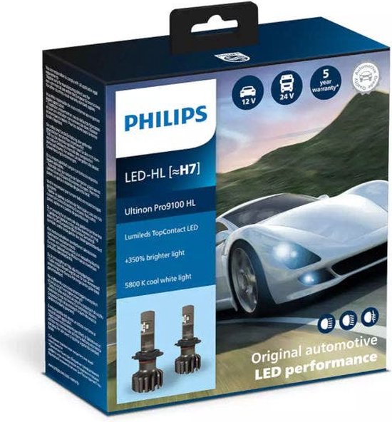 2x PHILIPS Ultinon Access HIR2 LED Bulbs 6000K - Plug And Play