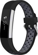iMoshion Bandje Geschikt voor Fitbit Alta (HR)/Grijs - iMoshion Siliconen sport band zilveren gesp zonder pinnetje - Zwart
