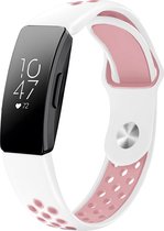 iMoshion Bandje Geschikt voor Fitbit Inspire / Roze - iMoshion Siliconen sport band ronde drukknoop zonder pinnetje - Wit