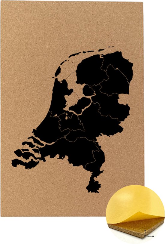 Prikbord Nederland – Fotofabriek Prikbord kurk – Memobord – Prikbord 60x90 cm (Large) - Merkloos