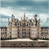 WallClassics - Poster Glanzend – Kasteel van Chambord - Frankrijk - 50x50 cm Foto op Posterpapier met Glanzende Afwerking