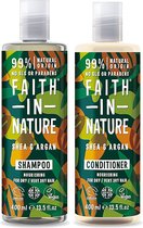 Faith in Nature - Shea & Argan Shampoo en Conditioner - 400ml - 2 Pak