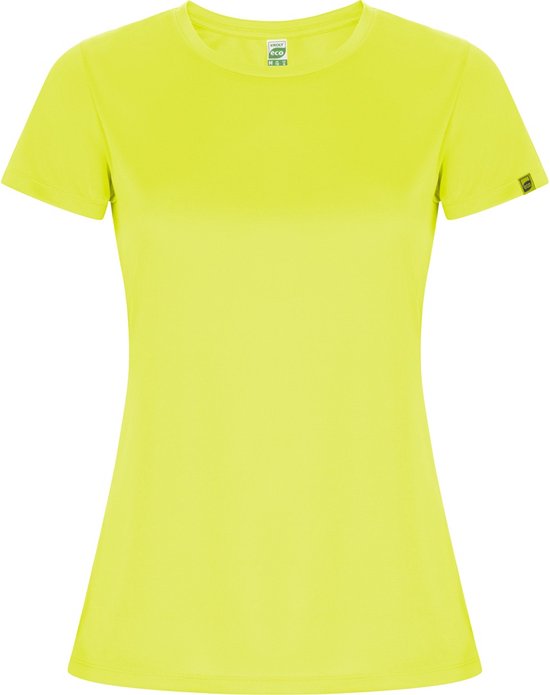 Fluorescent Geel dames ECO sportshirt korte mouwen 'Imola' merk Roly maat XL