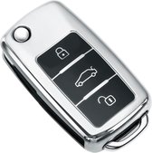 Étui de clé en Chrome souple - Argent chromé métallisé - Étui de clé adapté pour Volkswagen Golf / Polo / Tiguan / Up / Passat / Seat Leon / Seat Mii / Skoda Citigo - Étui de clé - Accessoires de vêtements pour bébé de voiture