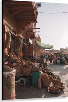 WallClassics - Canvas - Markt in Marrakesh - Marokko - 100x150 cm Foto op Canvas Schilderij (Wanddecoratie op Canvas)
