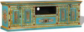 vidaXL - Tv-meubel - handgeschilderd - massief - mangohout - blauw