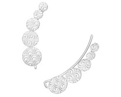 EAR IT UP - Oorklimmers - Cirkels - Veren - Textuur - Ear climbers - Earclimbers - Ear crawlers - 925 sterling zilver - 21 x 6 mm - 1 paar