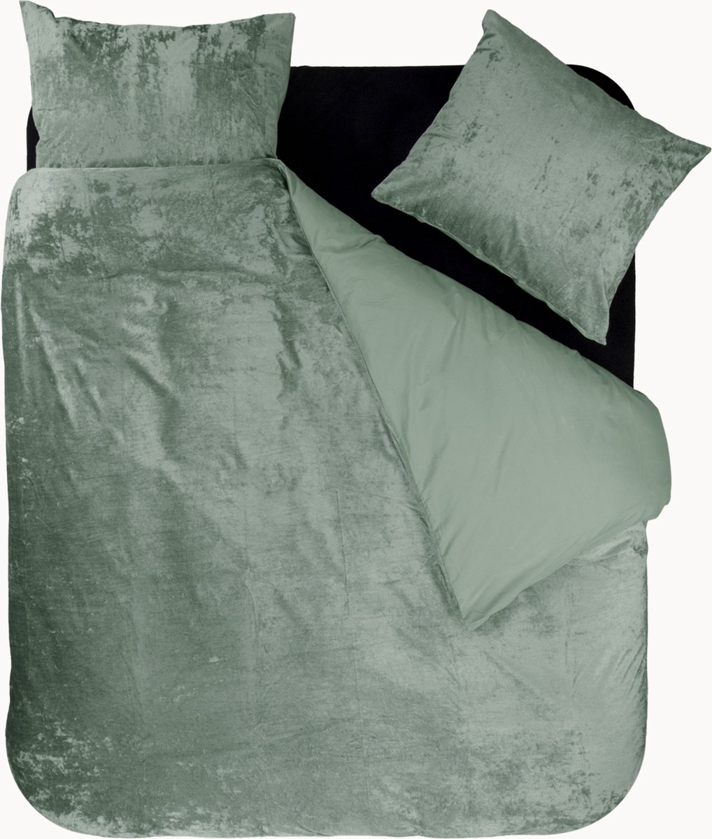 Y-NOT - Dekbedovertrek - Crystal Velvet The Future is Green - Lits jumeaux - Groen