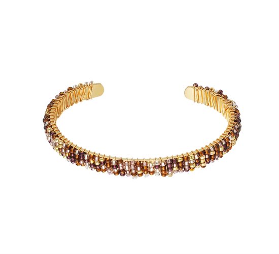 Bangle - Armband - Beads - Beige - Goudkleurig