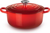 Le Creuset Braadpan Signature Kersenrood – Ø 22 cm / 3,3 Liter – Ronde Gietijzeren Braadpan – In Levendige Kersenrode Tint – Voor Stoven, Braden of Soepen – Geschikt voor Inductie, Oven en Vaatwasser