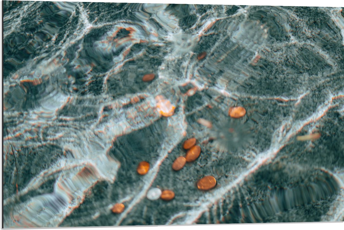 Dibond - Kleingeld op Bodem van Fontein - 90x60 cm Foto op Aluminium (Wanddecoratie van me