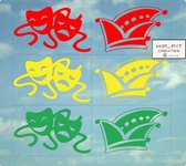 Sticker pour vitres et vitres Carnaval - Point et Masque de Carnaval en 3 Couleurs - Rouge Jaune Vert -