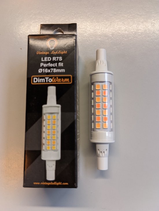 Vintage DimToWarm LED R7S 78mm Perfect Fit 4,9 Watt halogeenbuis vervanger