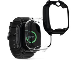 kwmobile 2x cover geschikt voor Xplora XGO 2 - Fitnesstracker cover van gehard glas en kunststof frame set zwart / transparant