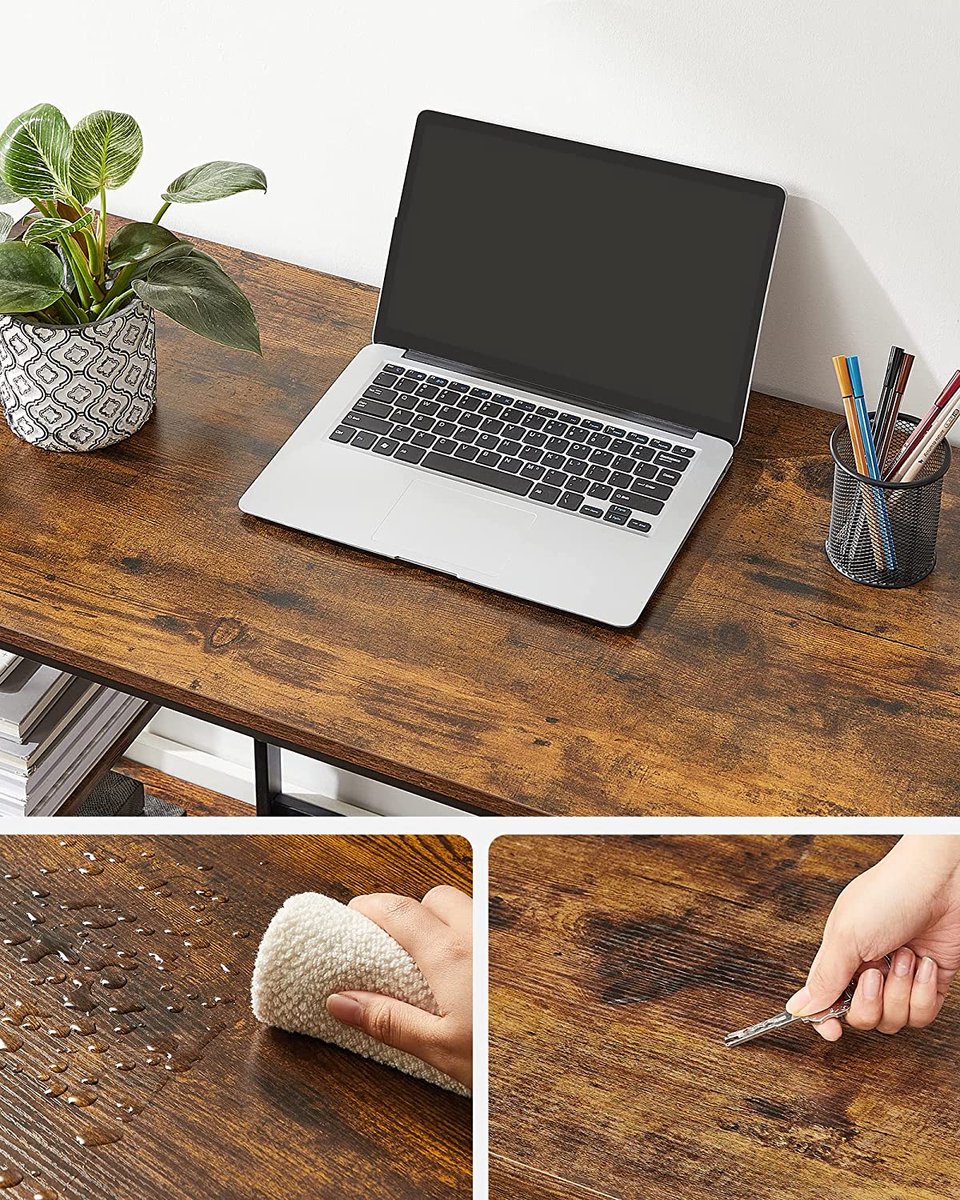 MIRA Home - Bureau - Computertafel - Bruin/Zwart - Hout/Staal - 50 x 100 x 75 cm thumbnail 4