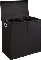 ACAZA Wasmand - Wassorteerder met 2 Compartimenten - uitneembare Zakken met elk 61 liter inhoud - Zwart