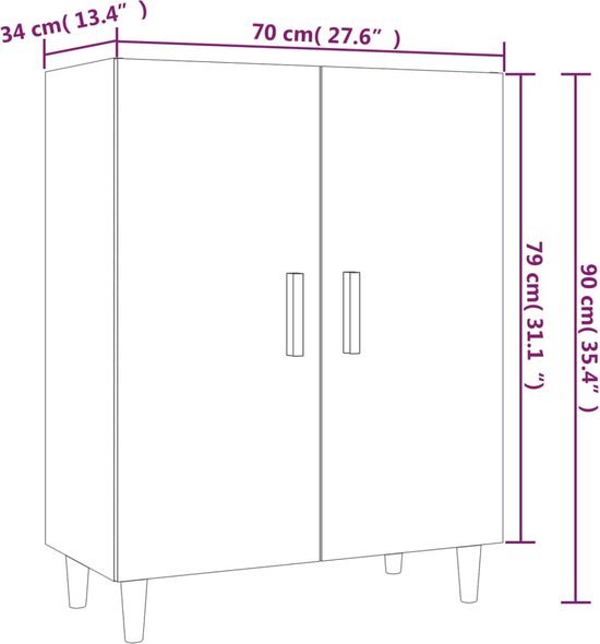 Dressoir 60x35x76 cm bewerkt hout hoogglans wit kopen