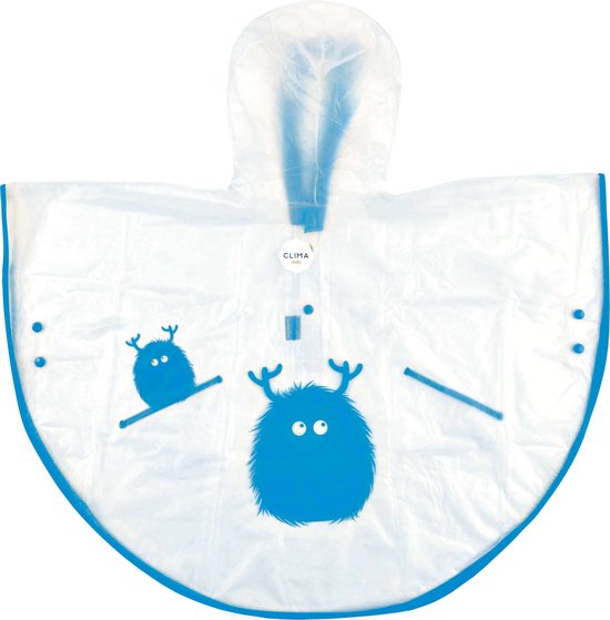 Clima Bisetti - Regenponcho kinderen Blauw 2-4 jaar - regenponcho peuter - regenponcho kind