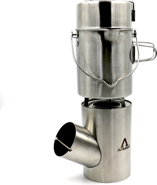 By Arnaud - Kombuis - Rocket stove & Kookset - hout vuur - kampeer kookset - bushcraft stove