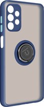 Convient pour Samsung Galaxy A32 5G Coque bi-matière Ring Video Support Bleu