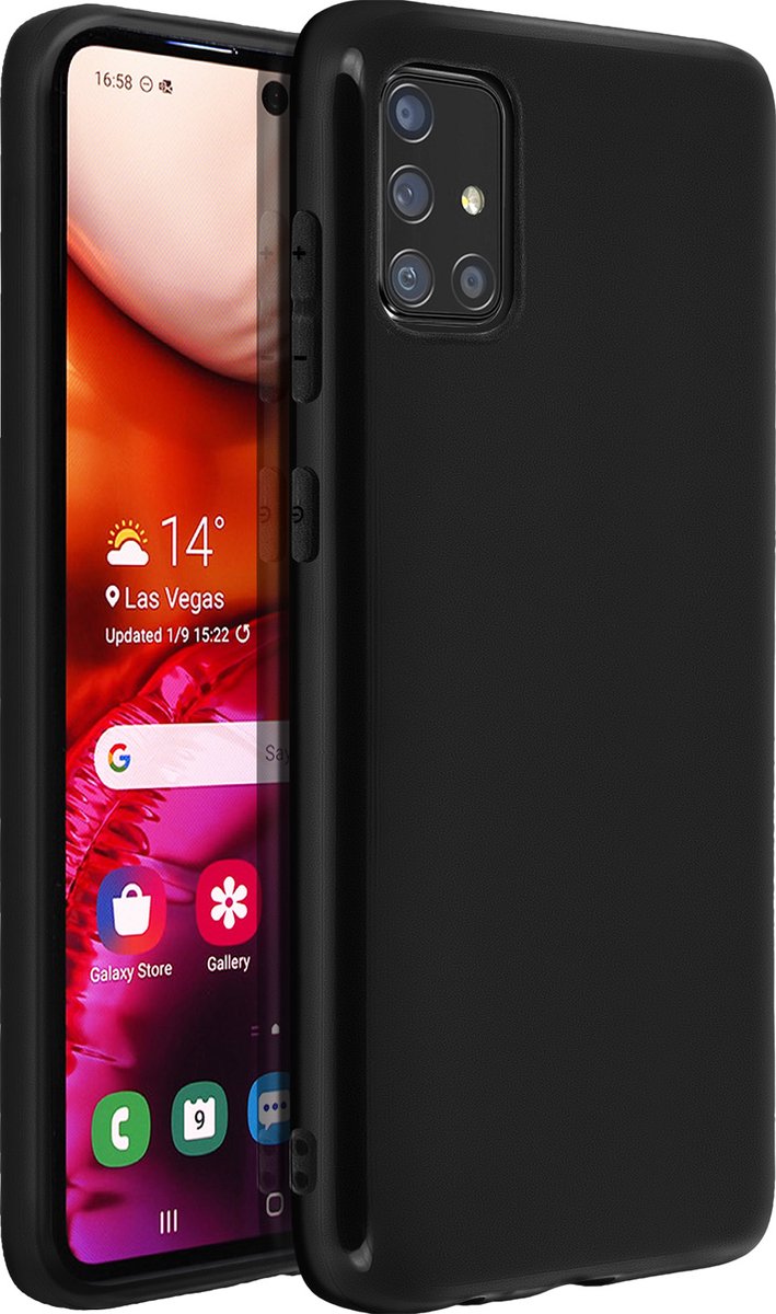 Geschikt voor Samsung Galaxy A71 Case Sterk Soepel en Flexibel Siliconegel Zwart