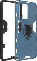 Geschikt voor Realme GT 2 Pro Hybride Sshokbestendige hoes met ringsteun nachtblauw