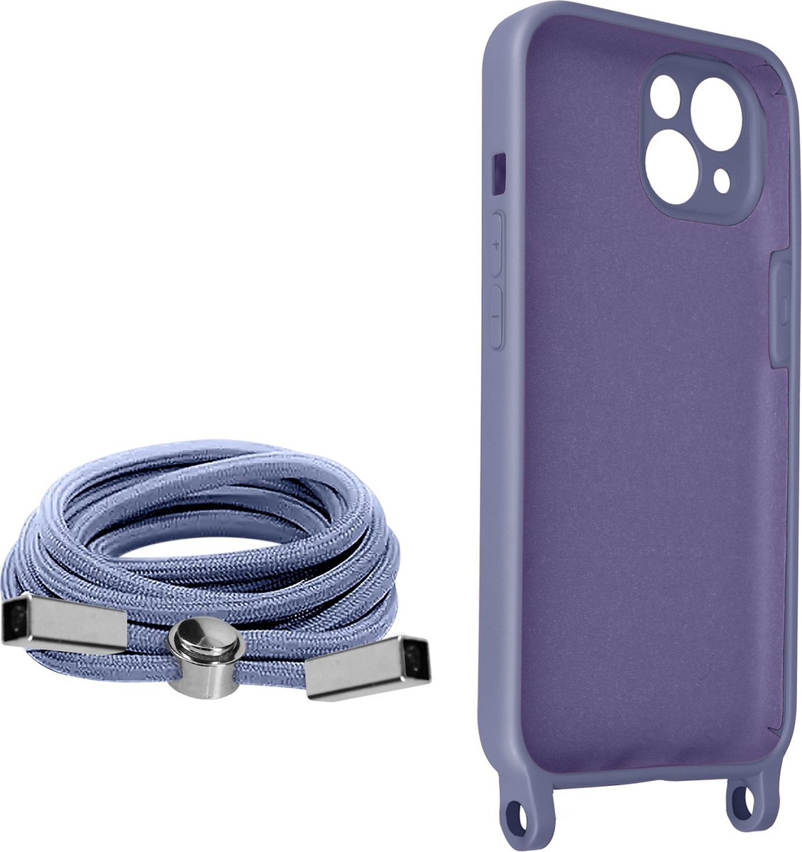 Geschikt voor Apple iPhone 13 Mini Koord Hoesje Semi-rigide Nekkoord 80cm lavendel