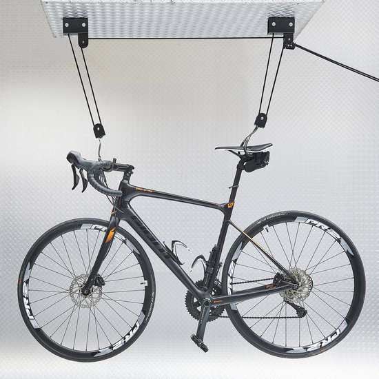 Datona® Fietslift - Fiets ophangsysteem 50 kg - Katrolsysteem met 2 Haken - Incl. bevestigingsset - Voor racefiets, MTB & E-bike