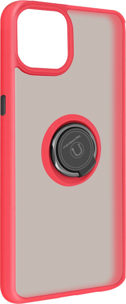 Geschikt voor Apple iPhone13 Pro Max Bi-materiaal Case Ring Video-Ondersteuning rood