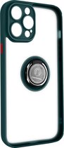 Geschikt voor Apple iPhone 14 Pro Max Bi-materiaal Case Ring Video-Ondersteuning groen