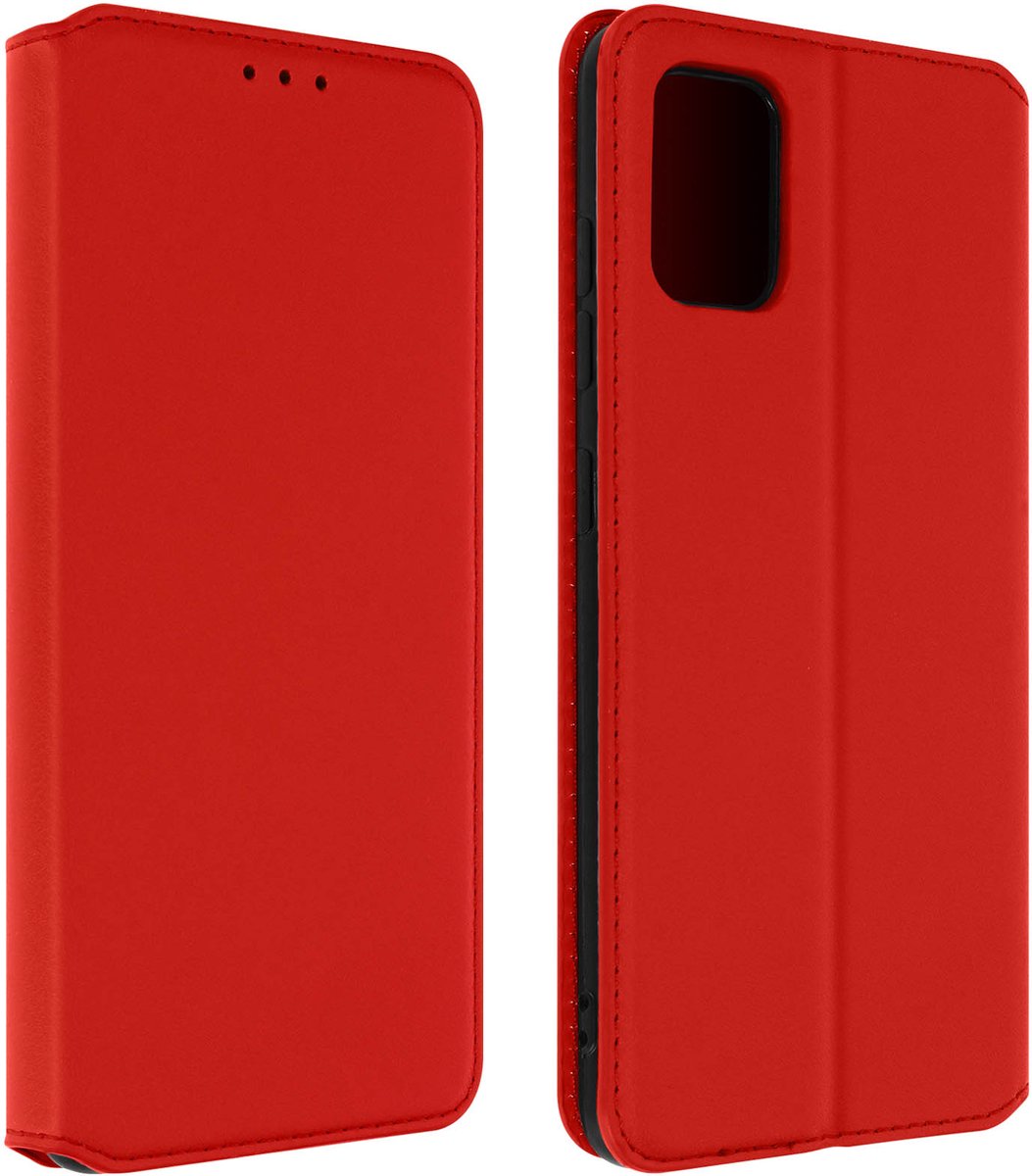 Hoes Geschikt voor Samsung Galaxy A51 klep portefeuille, video standaard rood