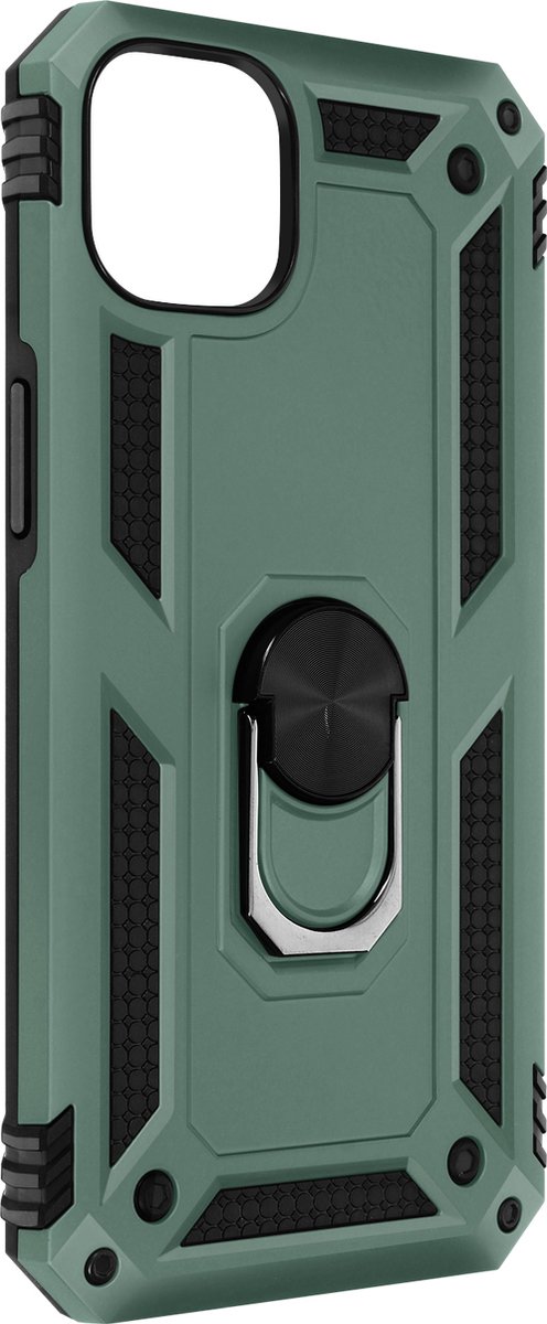 Geschikt voor Apple iPhone 14 Plus Hybrid Case Video Support Ring groen