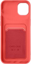 Convient pour Apple iPhone 14 Coque en silicone souple Porte-cartes Forcecell rouge corail