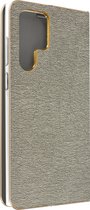 Geschikt voor Samsung Galaxy S22 Ultra Hoes Kaarthouder Video-standaard Forcell Luna Book Gold - Grijs