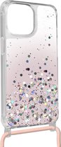 Glitterhoesje Geschikt voor Apple iPhone 13 Pro Max Afneembaar koord Verstevigde hoeken Zwart