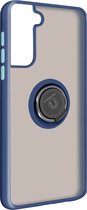 Geschikt voor Samsung Galaxy S21 Plus Bi-materiaal Case Ring Video-Ondersteuning blauw