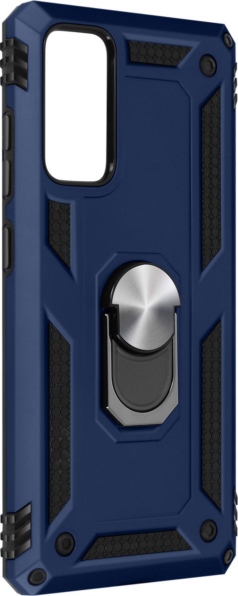 Geschikt voor Samsung Galaxy S20 FE Hybrid Case Video Support Ring donker blauw
