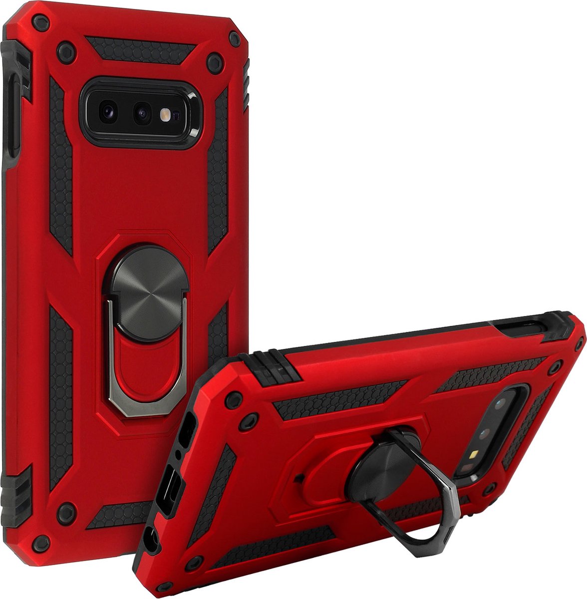 Geschikt voor Samsung Galaxy S10e Hybrid Case Video Support Ring rood