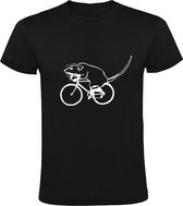 Fietsende rat Heren T-shirt | Fiets | bike | dier | fietsen | knaagdier | Zwart