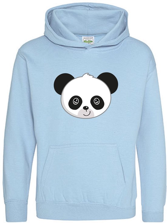 Pixeline Hoodie Panda Face Sky Blue 3-4 jaar - Pixeline - Trui - Stoer - Dier - Kinderkleding - Hoodie - Dierenprint - Animal - Kleding